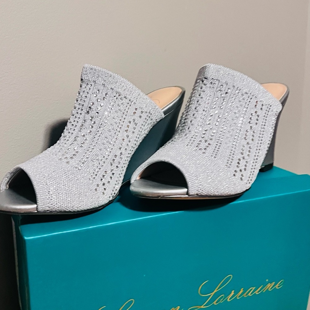 Lauren Lorraine Glittering Silver Wedges - Picture 3 of 4